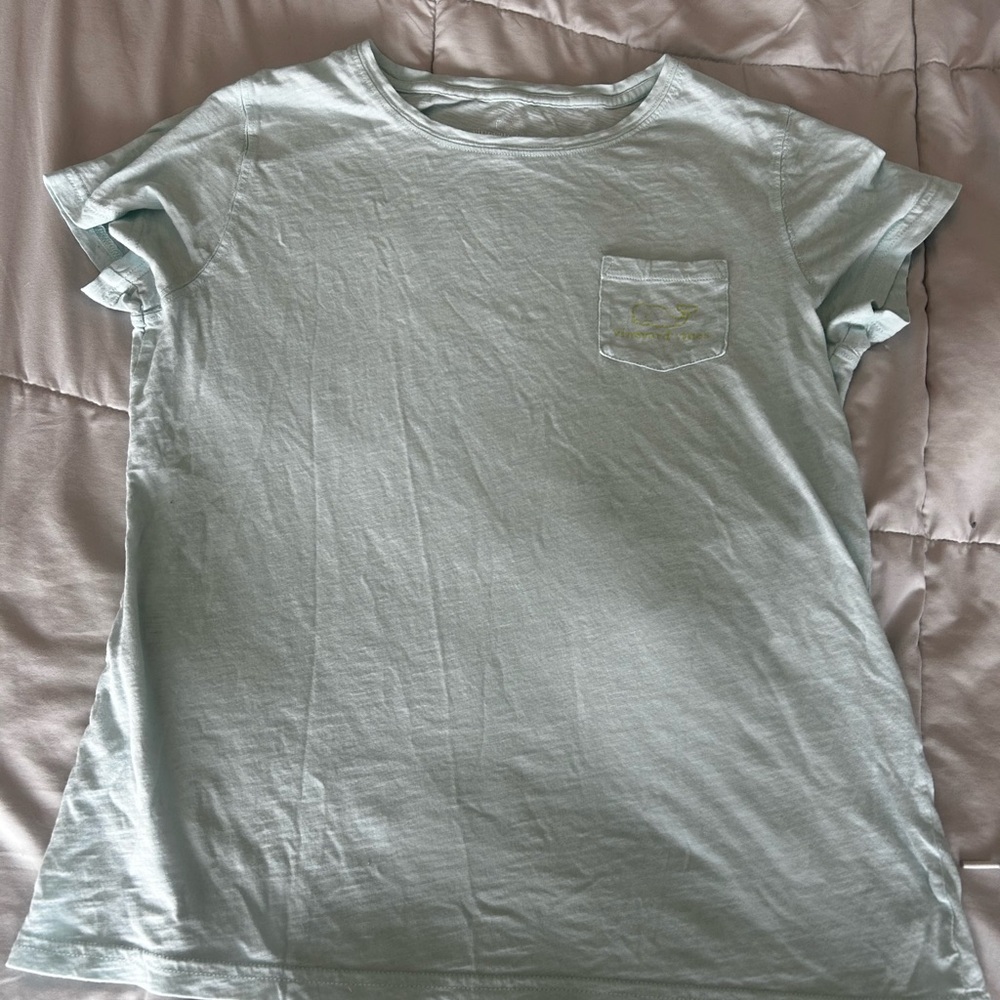 Vineyard vines, size S teal shirt with yellow print